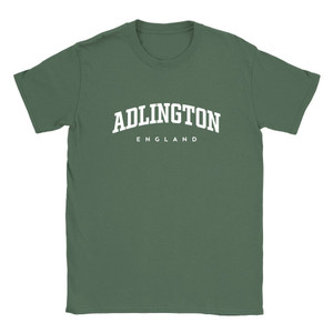 Adlington T Shirt which features white text centered on the chest which says the Town name Adlington in varsity style arched writing with England printed underneath. Adlington T Shirt which features white text centered on the chest which says the Town name Adlington in varsity style arched writing with England printed underneath.