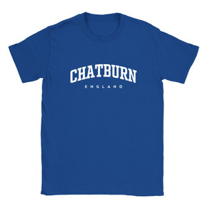Chatburn T Shirt which features white text centered on the chest which says the Village name Chatburn in varsity style arched writing with England printed underneath. Chatburn T Shirt which features white text centered on the chest which says the Village name Chatburn in varsity style arched writing with England printed underneath.