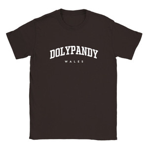 Dolypandy T Shirt which features white text centered on the chest which says the Village name Dolypandy in varsity style arched writing with Wales printed underneath. Dolypandy T Shirt which features white text centered on the chest which says the Village name Dolypandy in varsity style arched writing with Wales printed underneath.