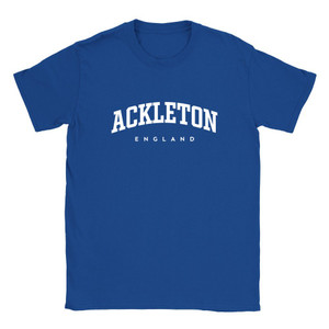 Ackleton T Shirt which features white text centered on the chest which says the Village name Ackleton in varsity style arched writing with England printed underneath. Ackleton T Shirt which features white text centered on the chest which says the Village name Ackleton in varsity style arched writing with England printed underneath.