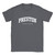 Preston T Shirt which features white text centered on the chest which says the Village name Preston in varsity style arched writing with England printed underneath.
