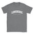 Longridge T Shirt which features white text centered on the chest which says the Village name Longridge in varsity style arched writing with Scotland printed underneath.