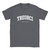 Treorci T Shirt which features white text centered on the chest which says the Town name Treorci in varsity style arched writing with Wales printed underneath.