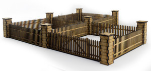 Picket Fence with Gates and Pillars Picket Fence with Gates and Pillars