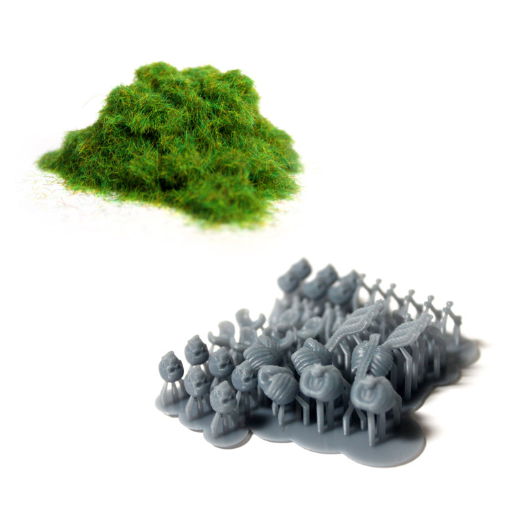 Bone Meadow Basing Kit – 2 mm Summer Static Grass (180 ml Tub) + Skull & Bone Resin Sprue – 28 mm Wargaming | War World Gaming