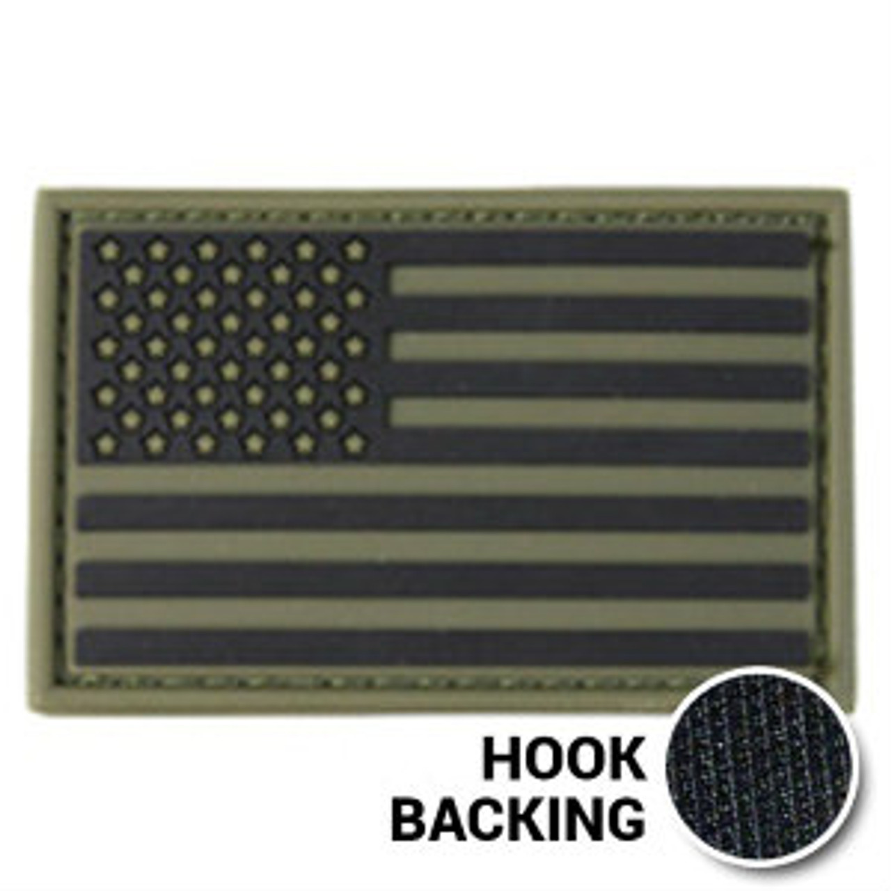 Olive Drab PVC American Flag Patch - Hook Backing | Kel-Lac