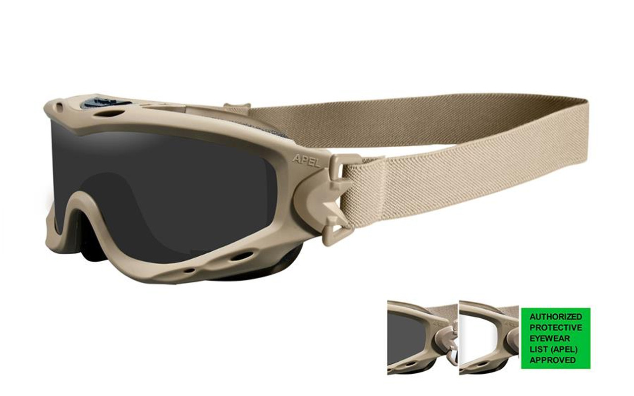 Wiley-X Spear Goggle Grey/Clear Lens with Tan Frame - APEL