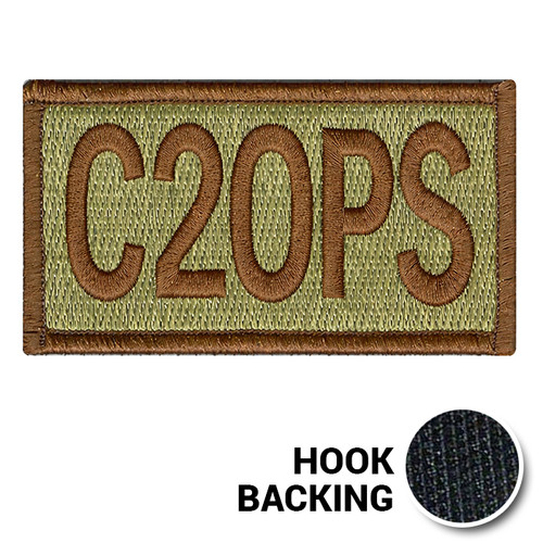Embroidered Duty Identifier Tab - C2OPS - OCP, Bagby + Spice Brown Border (w/ Hook Back)