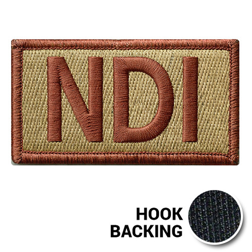 Embroidered Duty Identifier Tab - NDI - OCP, Bagby + Spice Brown Border (w/ Hook Back)
