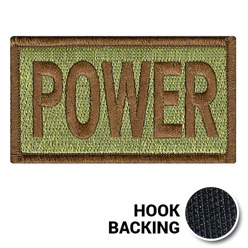Embroidered Duty Identifier Tab - POWER - OCP, Bagby + Spice Brown Border (w/ Hook Back)