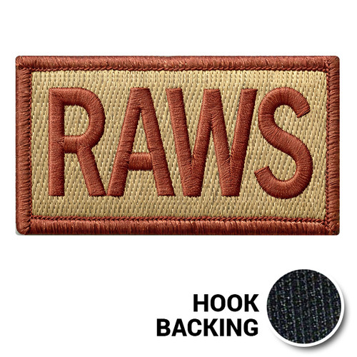 Embroidered Duty Identifier Tab - RAWS - OCP, Bagby + Spice Brown Border (w/ Hook Back)