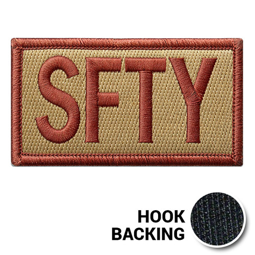 Embroidered Duty Identifier Tab - SFTY - OCP, Bagby + Spice Brown Border (w/ Hook Back)