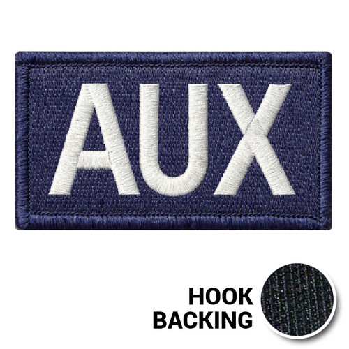 Embroidered Duty Identifier Tab - AUX - Navy, Civil Air Patrol (w/ Hook Back)