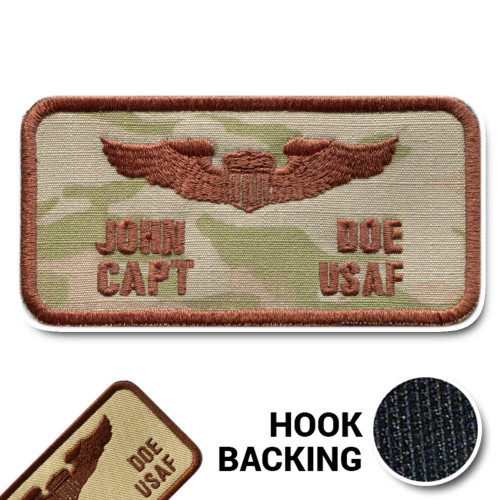 2-line USAF Pilot flight suit name badge from Kel-Lac in 3-Color OCP