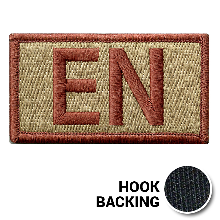 Embroidered Duty Identifier Tab - EN - OCP, Bagby + Spice Brown Border (w/ Hook Back)