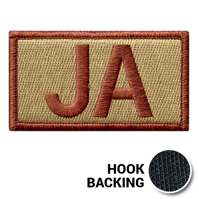 Embroidered Duty Identifier Tab - JA - OCP, Bagby + Spice Brown Border (w/ Hook Back)