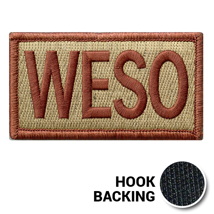 Embroidered Duty Identifier Tab - WESO - OCP, Bagby + Spice Brown Border (w/ Hook Back)