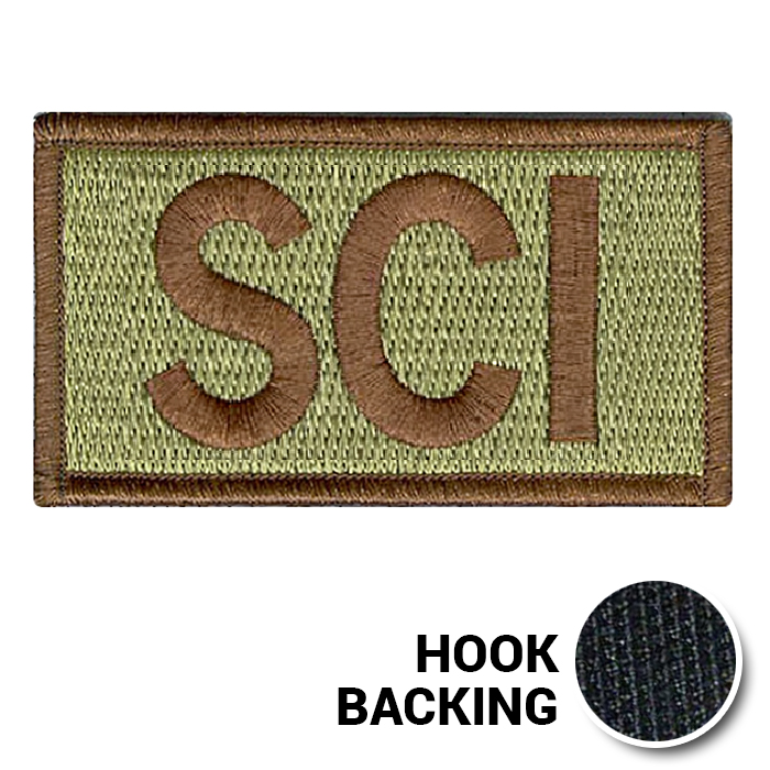 Embroidered Duty Identifier Tab - SCI - OCP, Bagby + Spice Brown Border (w/ Hook Back)
