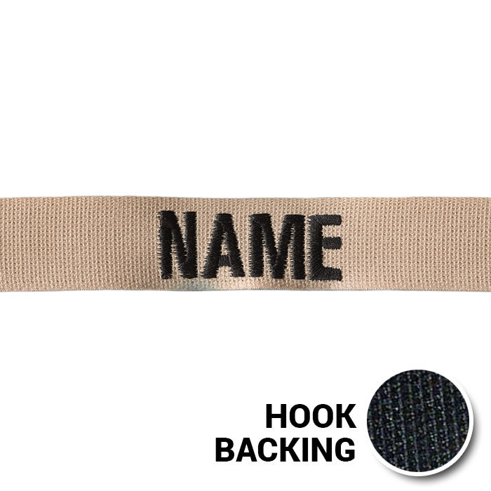 USAF Desert Tan Name Tape with Hook Back from Kel-Lac