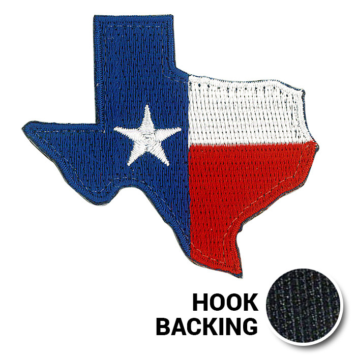 Embroidered Texas state morale patch with hook backing
