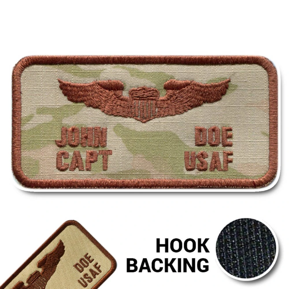 2-line USAF Pilot flight suit name badge from Kel-Lac in 3-Color OCP