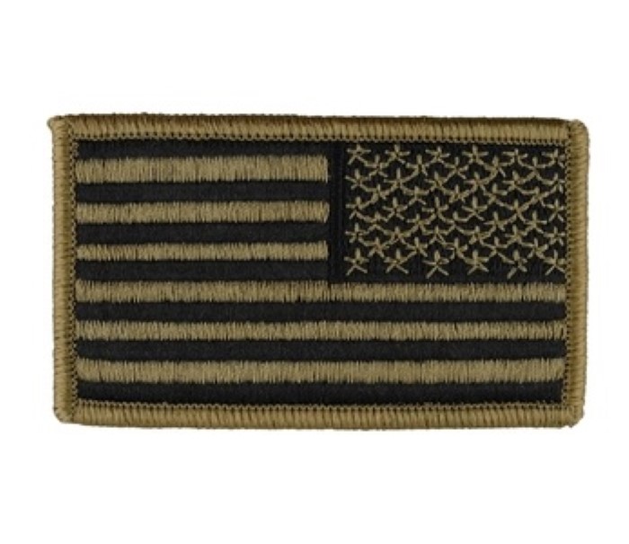 Embroidered Reverse American flag patch in OCP Multicam