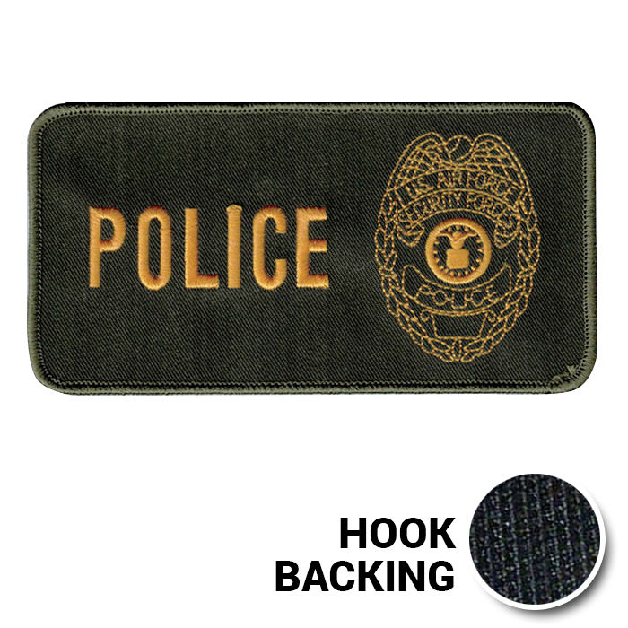 6" x 3" DAF ID Panel - embroidered on olive drab background with yellow text and emblem