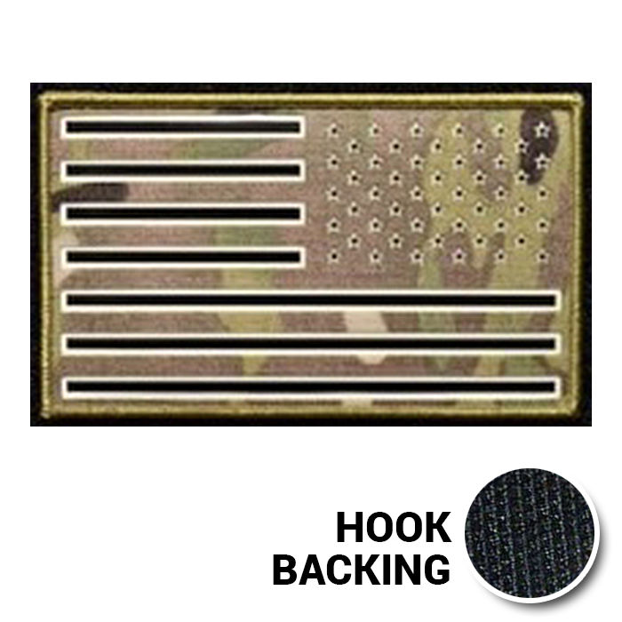 American Flag Patch - IR/Photolum Fusion (Reversed w/ Hook Back)