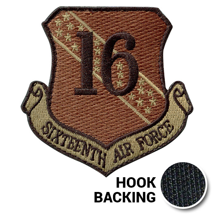 16th Air Force, Embroidered - OCP (w/ Hook Back)