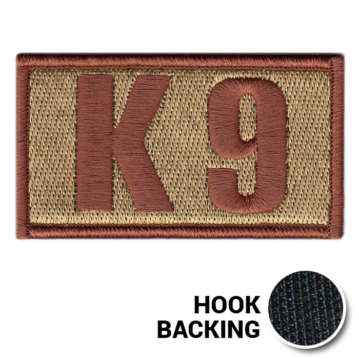 [Legacy] Embroidered Duty Identifier Tab - K9 - OCP, Bagby + Spice Brown Border (w/ Hook Back)
