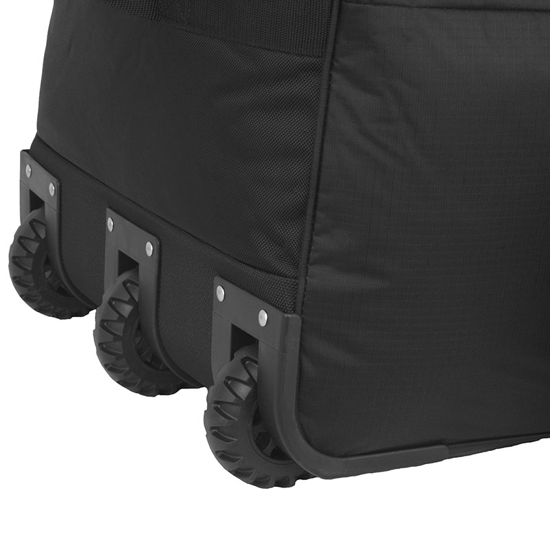 Oversized wheels on Black Wheeled Deployment Bag