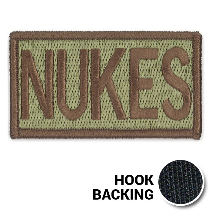 [Legacy] Embroidered Duty Identifier Tab - NUKES - OCP, Bagby + Spice Brown Border (w/ Hook Back)