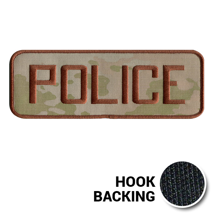 8.5" x 3" Police ID Panel - embroidered on OCP background with spice brown text