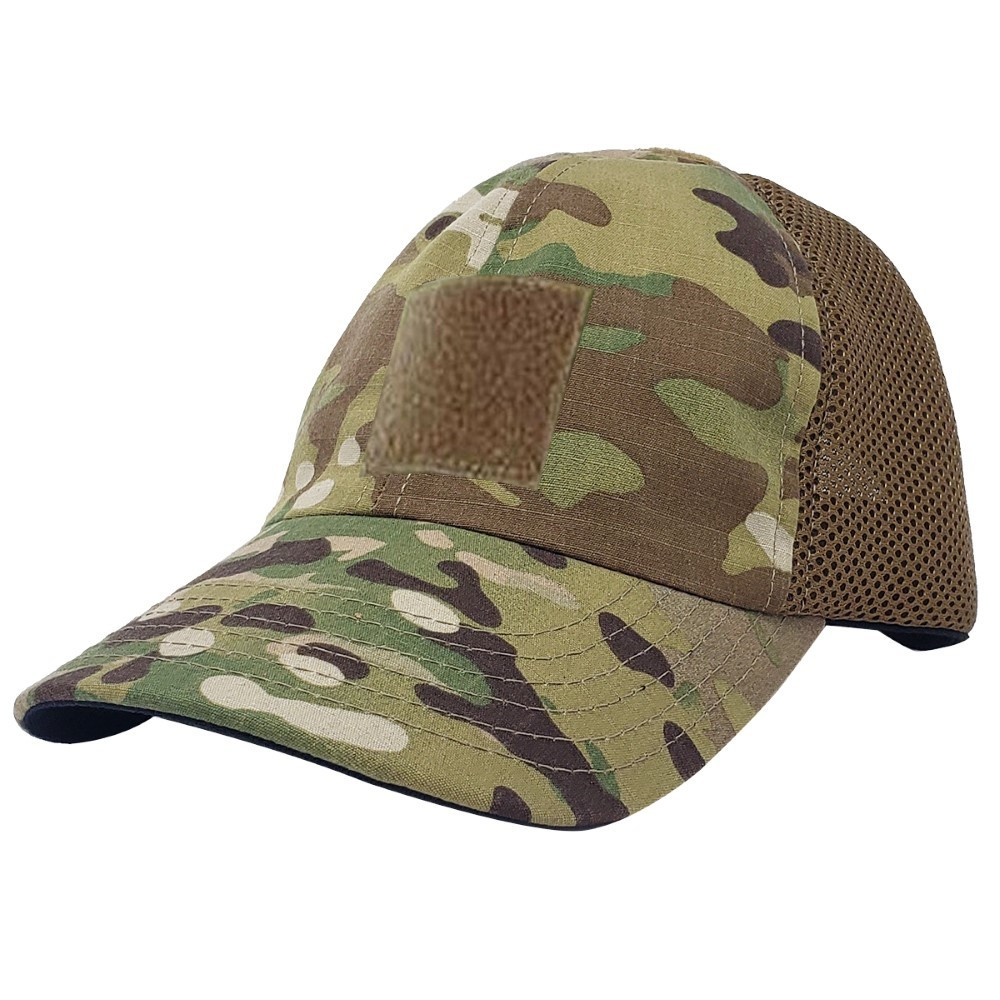 Scorpion OCP AOS Tactical Cap - Front View - 6-Panel Mesh - Velcro on Back for Name Tape