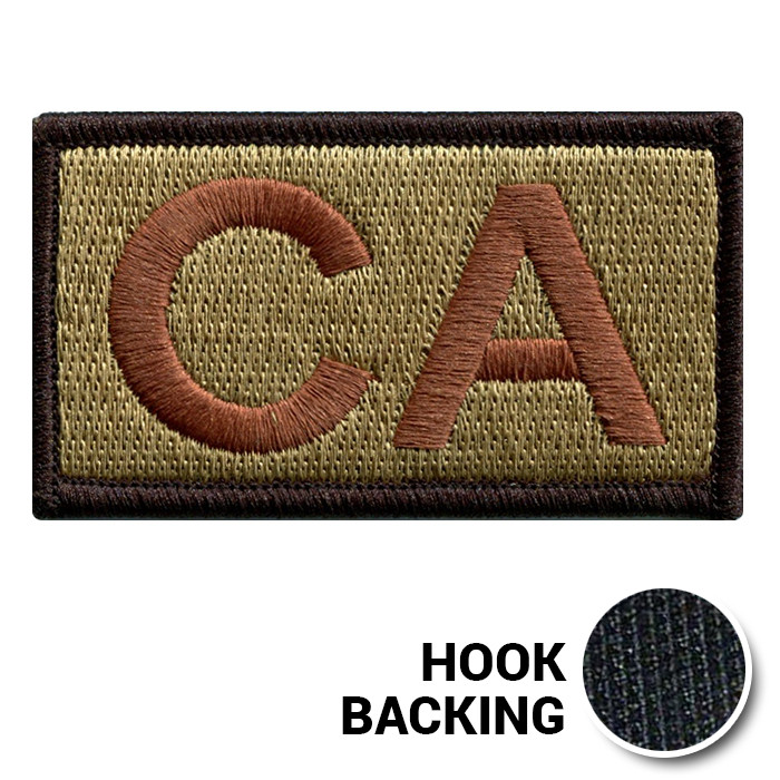 [Legacy] Embroidered Duty Identifier Tab - CA - OCP, Bagby + Black Border (w/ Hook Back)
