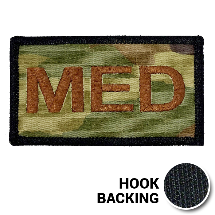 Embroidered Duty Identifier Tab - MED - OCP, Multicam + Black Border (w/ Hook Back)