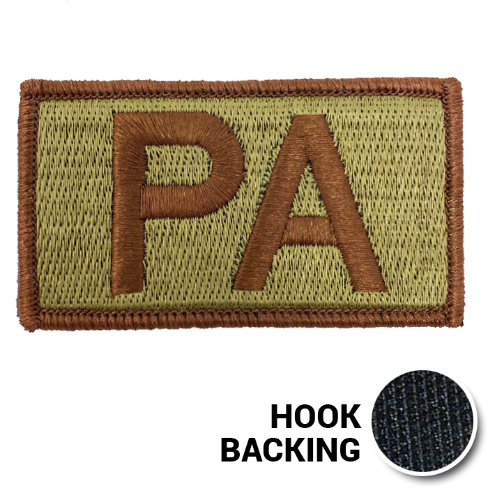 Embroidered Duty Identifier Tab - PA - OCP, Bagby + Spice Brown Border (w/ Hook Back)