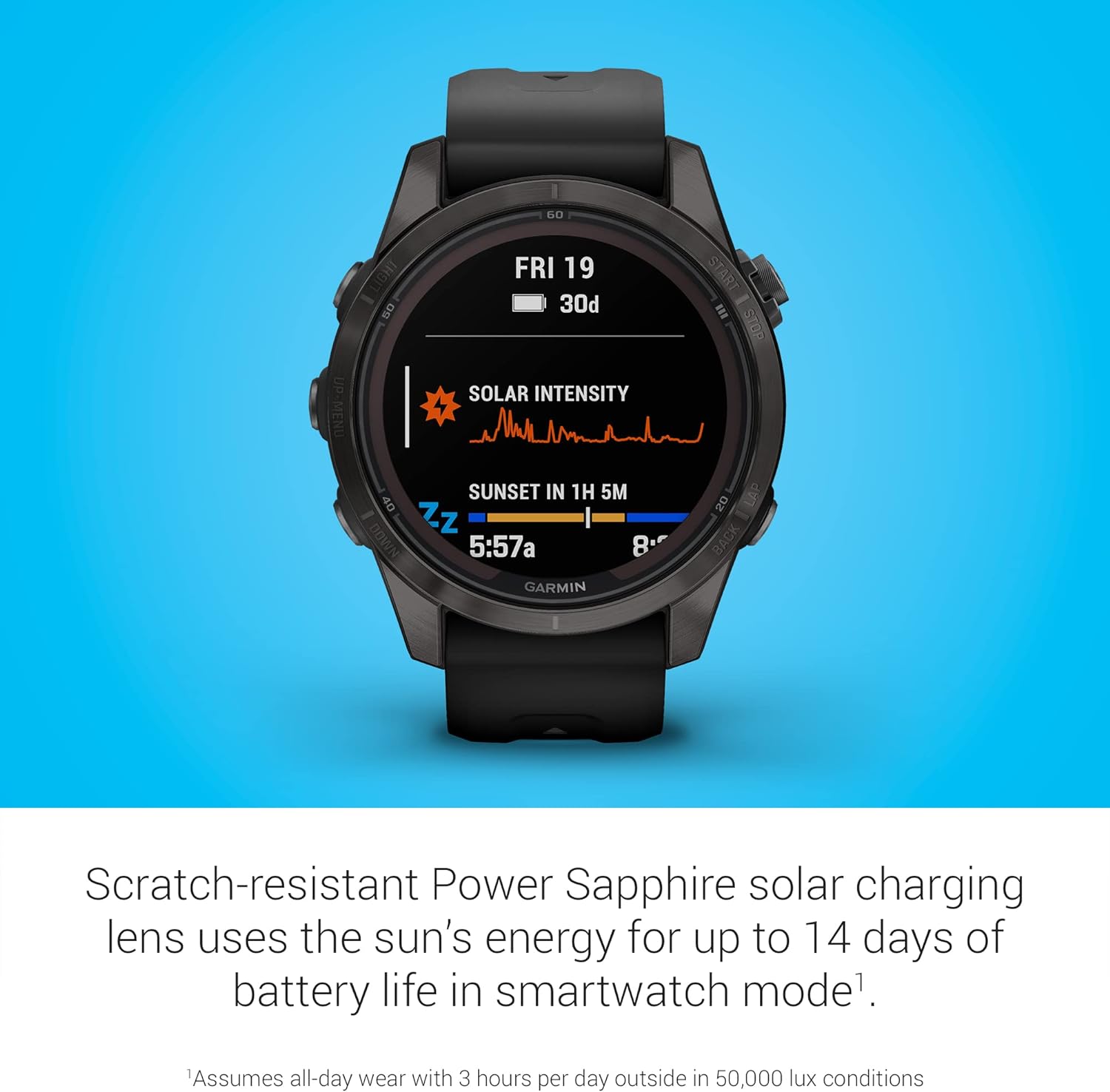 Garmin fēnix® 7s Pro – Sapphire Solar Edition- Carbon Gray DLC Titanium with Black Band