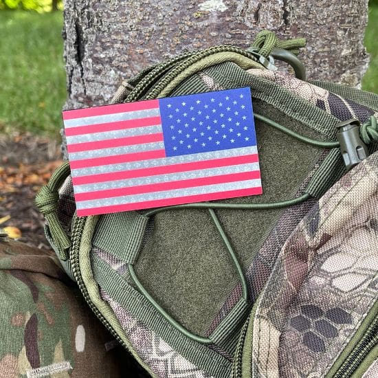 Full Color IR American flag patch with hook backing on backpack