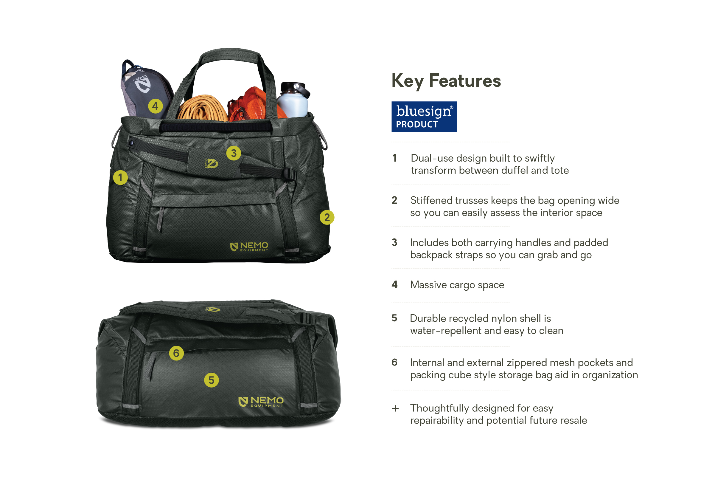 NEMO Double Haul™ 55L Convertible Duffel