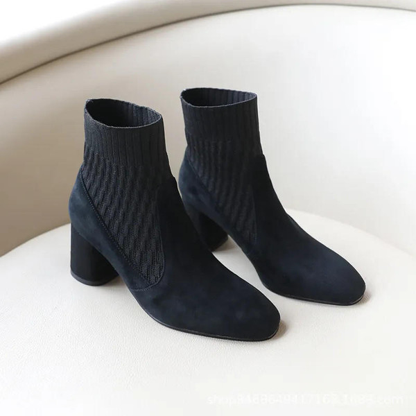 Bottes Chaussettes à Talons Épais zaxx