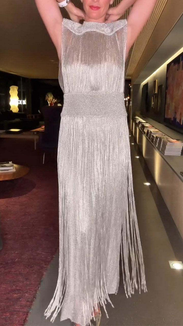 Robe Elégante Deux Pièces à Pompons zaxx