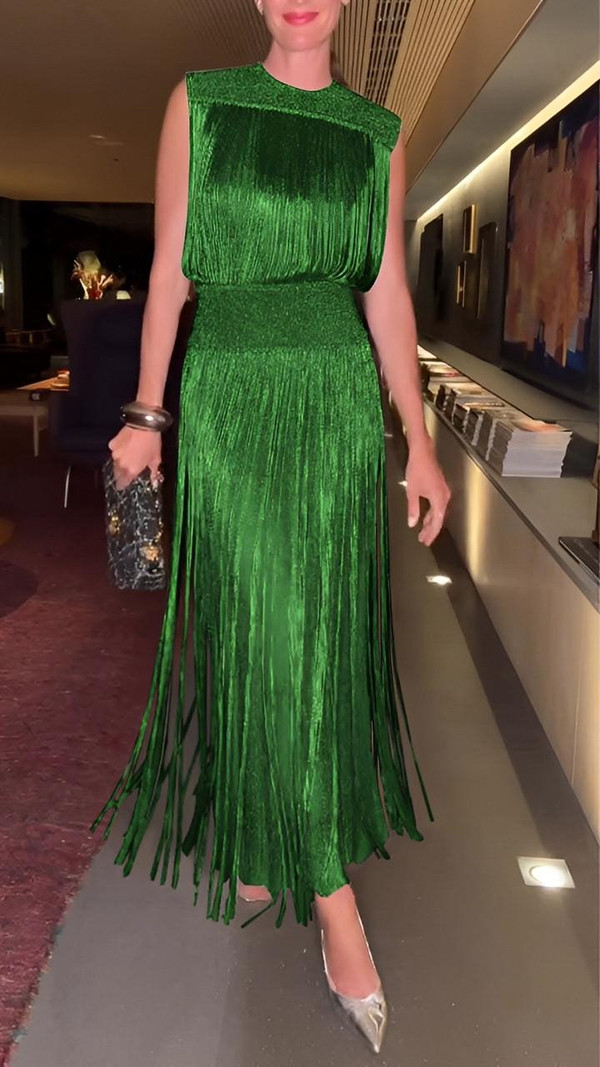 Robe Elégante Deux Pièces à Pompons zaxx