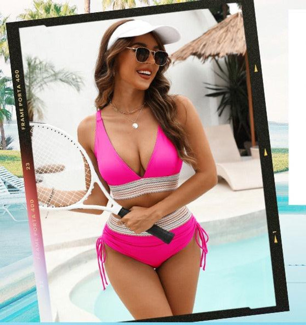 Nouveau Modèle 2025 - Ensembles Bikini Taille Haute Effet Ventre Plat à Motifs Color Block Nouveau Modèle 2025 - Ensembles Bikini Taille Haute Effet Ventre Plat à Motifs Color Block zaxx