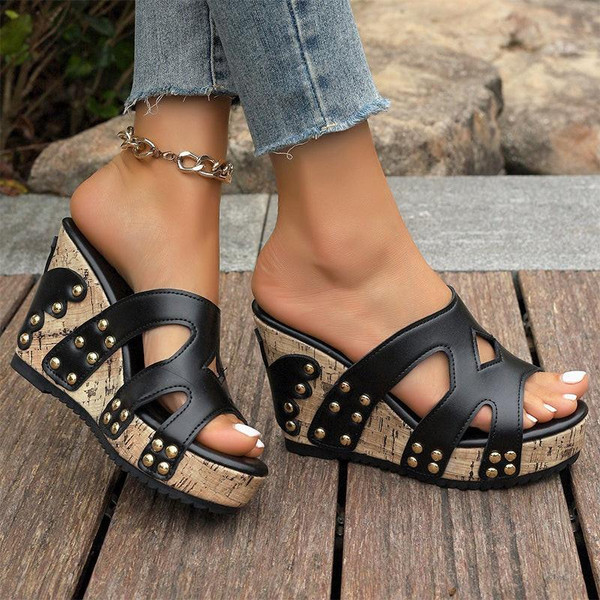Sandales Confortables à Talon Compensé et Plateau Sandales Confortables à Talon Compensé et Plateau zaxx