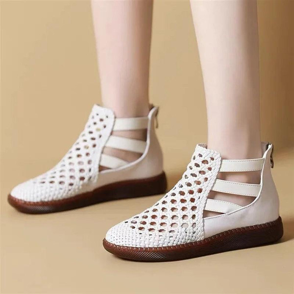 Bottines Sandales Cléopâtre - Confort et Élégance (Cuir Véritable) zaxx