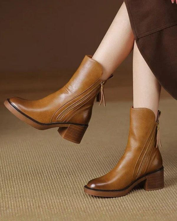 Bottines en Cuir à Talon Confort, Élégantes et Intemporelles – Garciel™ Bottines en Cuir à Talon Confort, Élégantes et Intemporelles – Garciel™ zaxx