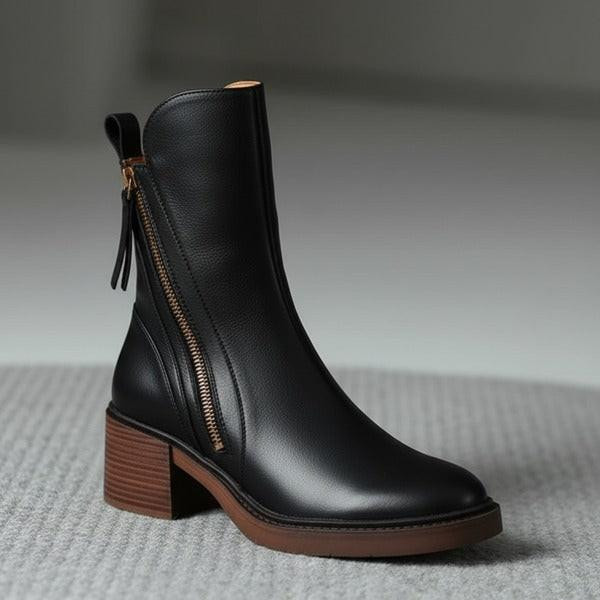 Bottines en Cuir à Talon Confort, Élégantes et Intemporelles – Garciel™ Bottines en Cuir à Talon Confort, Élégantes et Intemporelles – Garciel™ zaxx