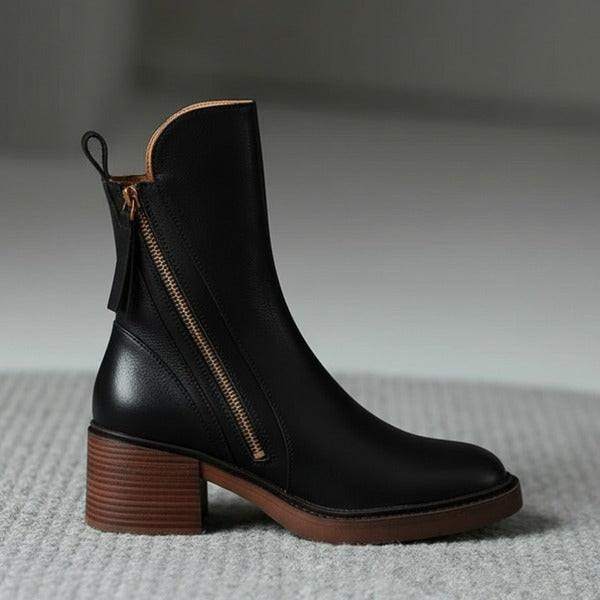 Bottines en Cuir à Talon Confort, Élégantes et Intemporelles – Garciel™ Bottines en Cuir à Talon Confort, Élégantes et Intemporelles – Garciel™ zaxx