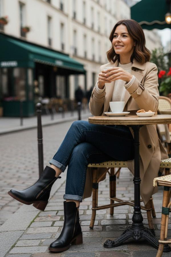 Bottines en Cuir à Talon Confort, Élégantes et Intemporelles – Garciel™ Bottines en Cuir à Talon Confort, Élégantes et Intemporelles – Garciel™ zaxx